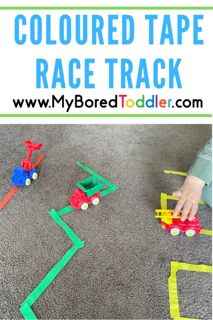 Colored Tape Race Tracks - My Bored Toddler Gross Motor Skill Activity!