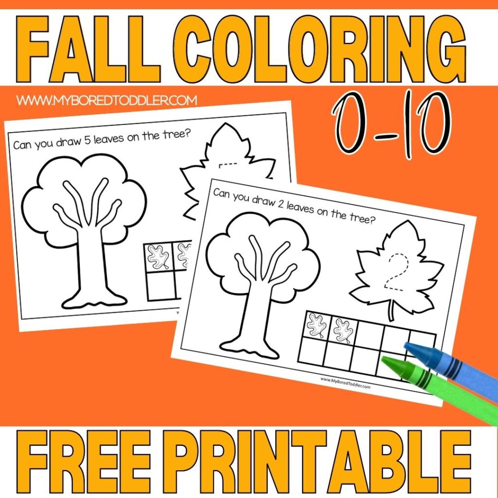 Free Printable Toddler Preschool Fall Leaves Number Tracing and coloring sheets