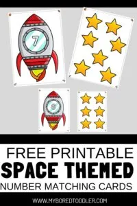 free printable toddler space numbers to ten matching cards