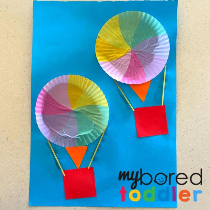 Patty Pan Hot Air Balloons - My Bored Toddler Transportation Theme Craft!