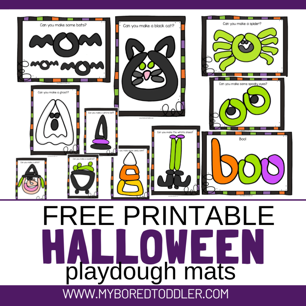 free printable Halloween playdough mats