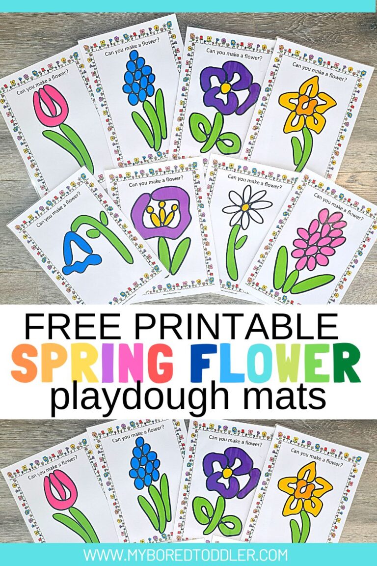 free printable spring flower playdough mats - My Bored Toddler