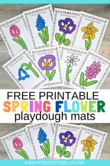 FREE PRINTABLE Spring Flower Playdough Mats - My Bored Toddler