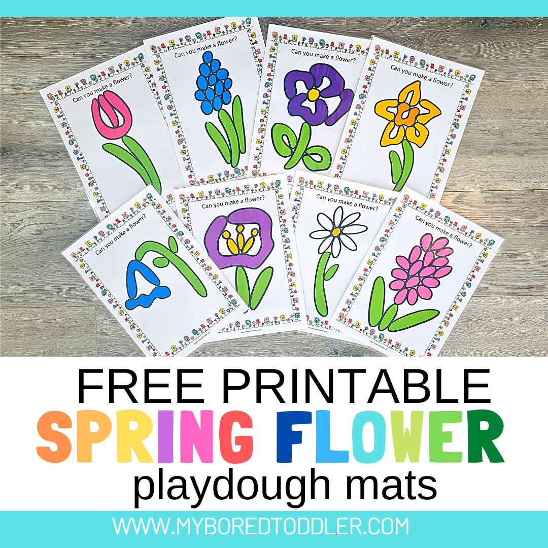 FREE PRINTABLE Spring Flower Playdough Mats