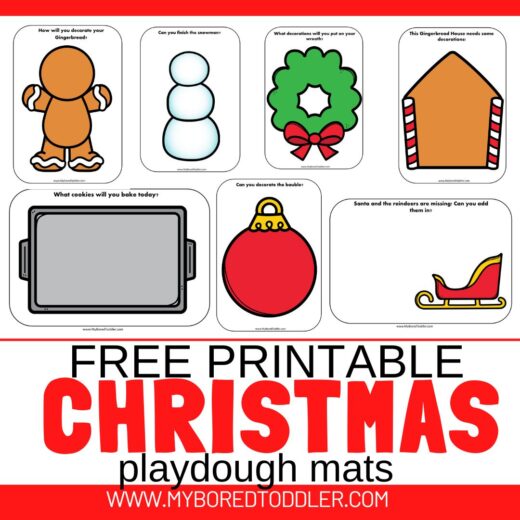 FREE PRINTABLE Christmas Playdough Mats for Toddlers - My Bored Toddler