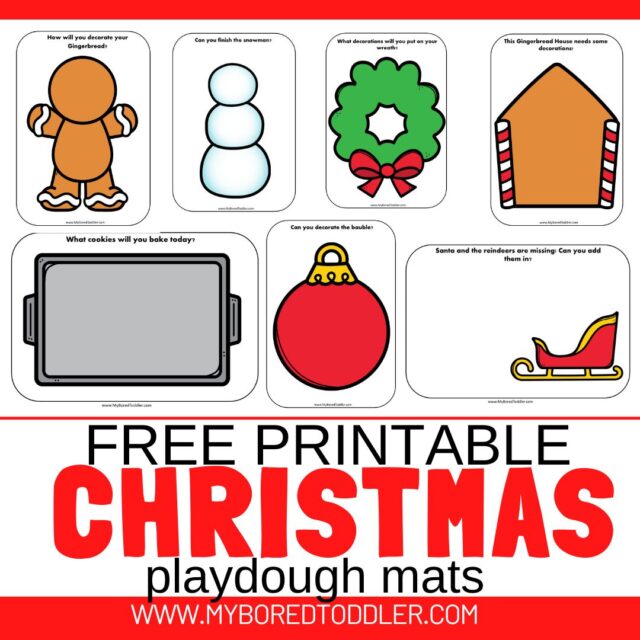 FREE PRINTABLE Christmas Playdough Mats for Toddlers - My Bored Toddler