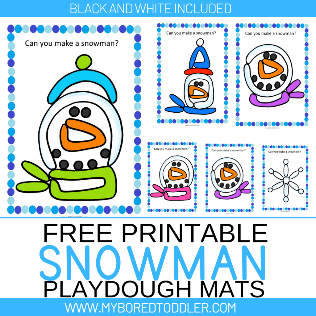 free printable toddler snowman playdough mats