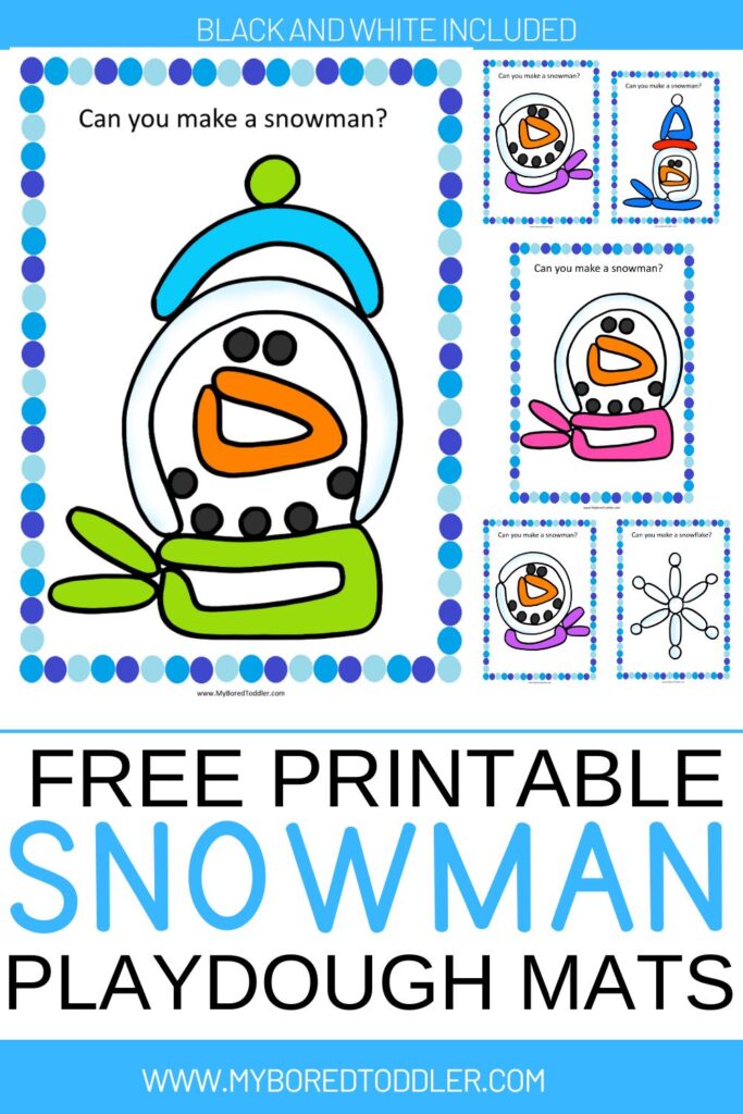 free printable snowman playdough mats - toddler preschool winter activity idea