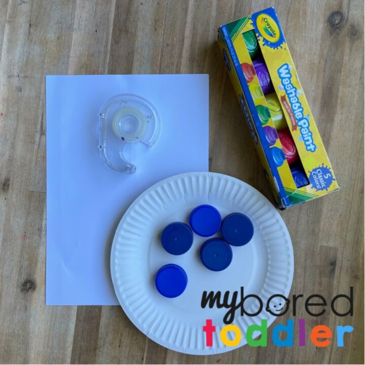 DIY Bottle Top Stamping Gift Wrap - My Bored Toddler