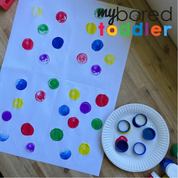 DIY Bottle Top Stamping Gift Wrap - My Bored Toddler