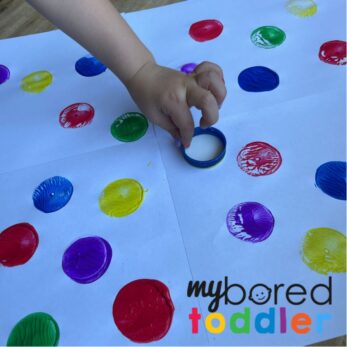 DIY Bottle Top Stamping Gift Wrap - My Bored Toddler