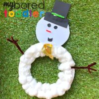 Paper Plate Cotton Ball Snowman Wreath