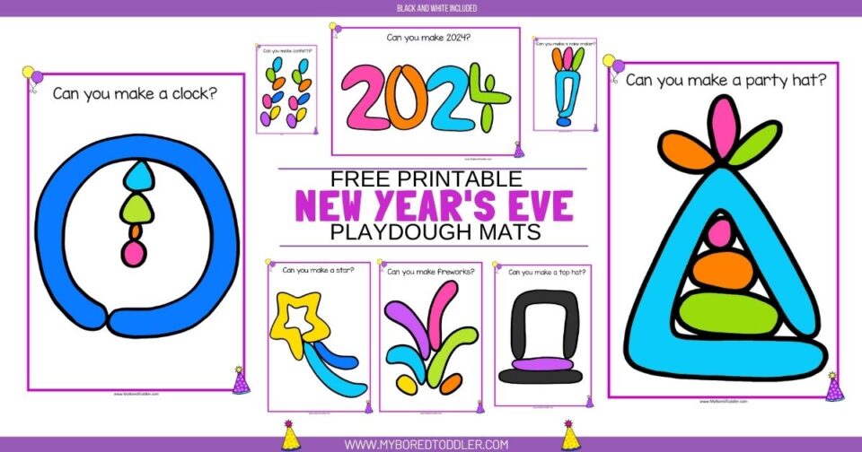 My Bored Toddler - FREE Printable New Year's Eve Playdough Mats 2024 ...