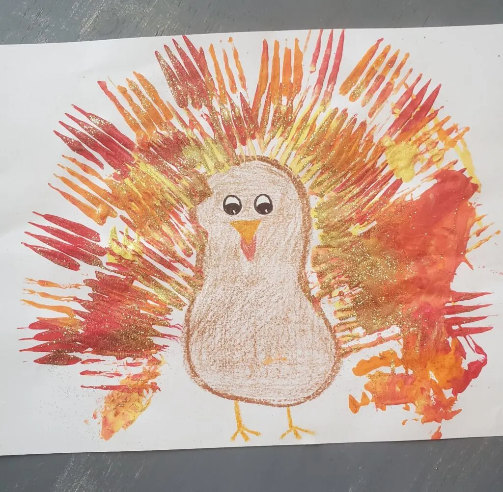 fork painted turkey craft for toddlers 