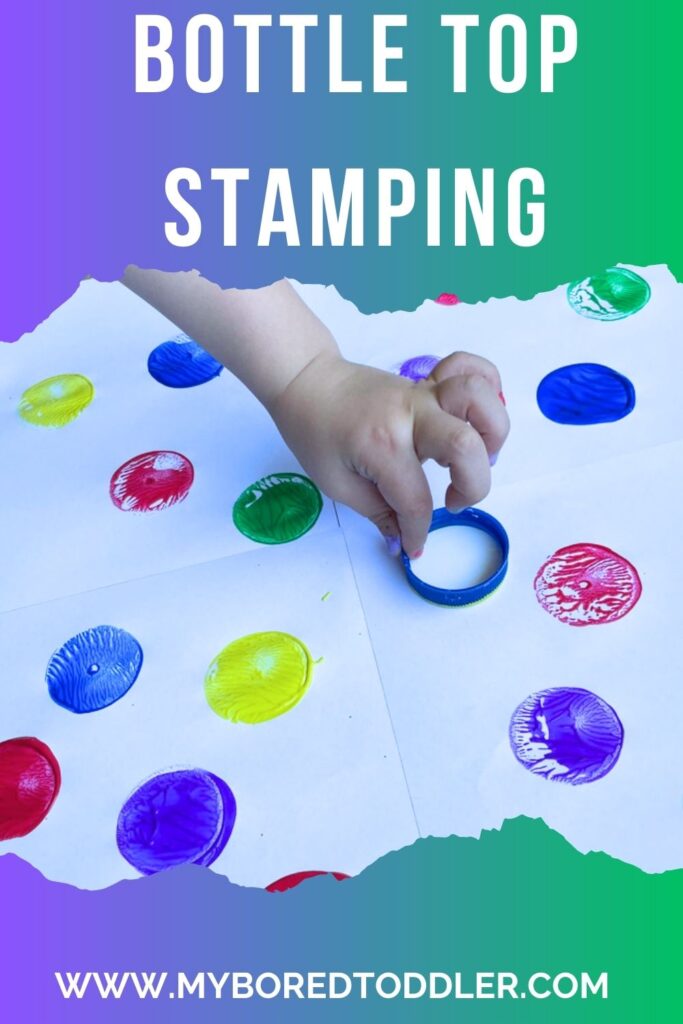 bottle top stamping diy upcycle painting activity for toddlers 