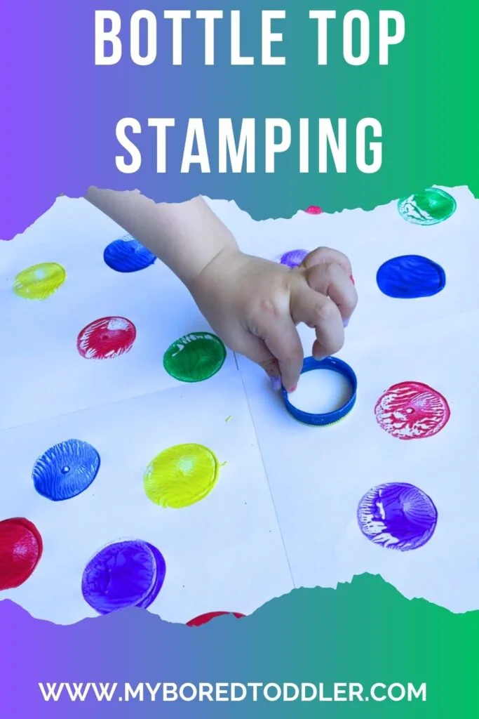 bottle top stamping diy upcycle painting activity for toddlers
