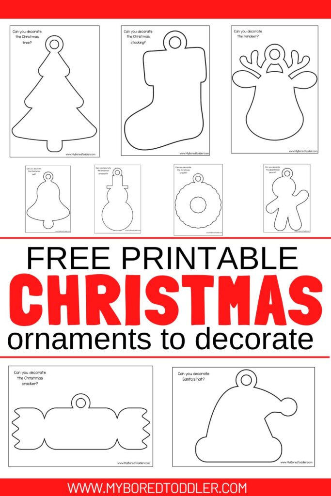 free printable blank Christmas ornaments to decorate - easy toddler craft