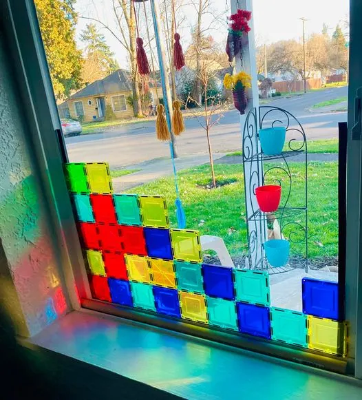 magnatiles as a suncatcher