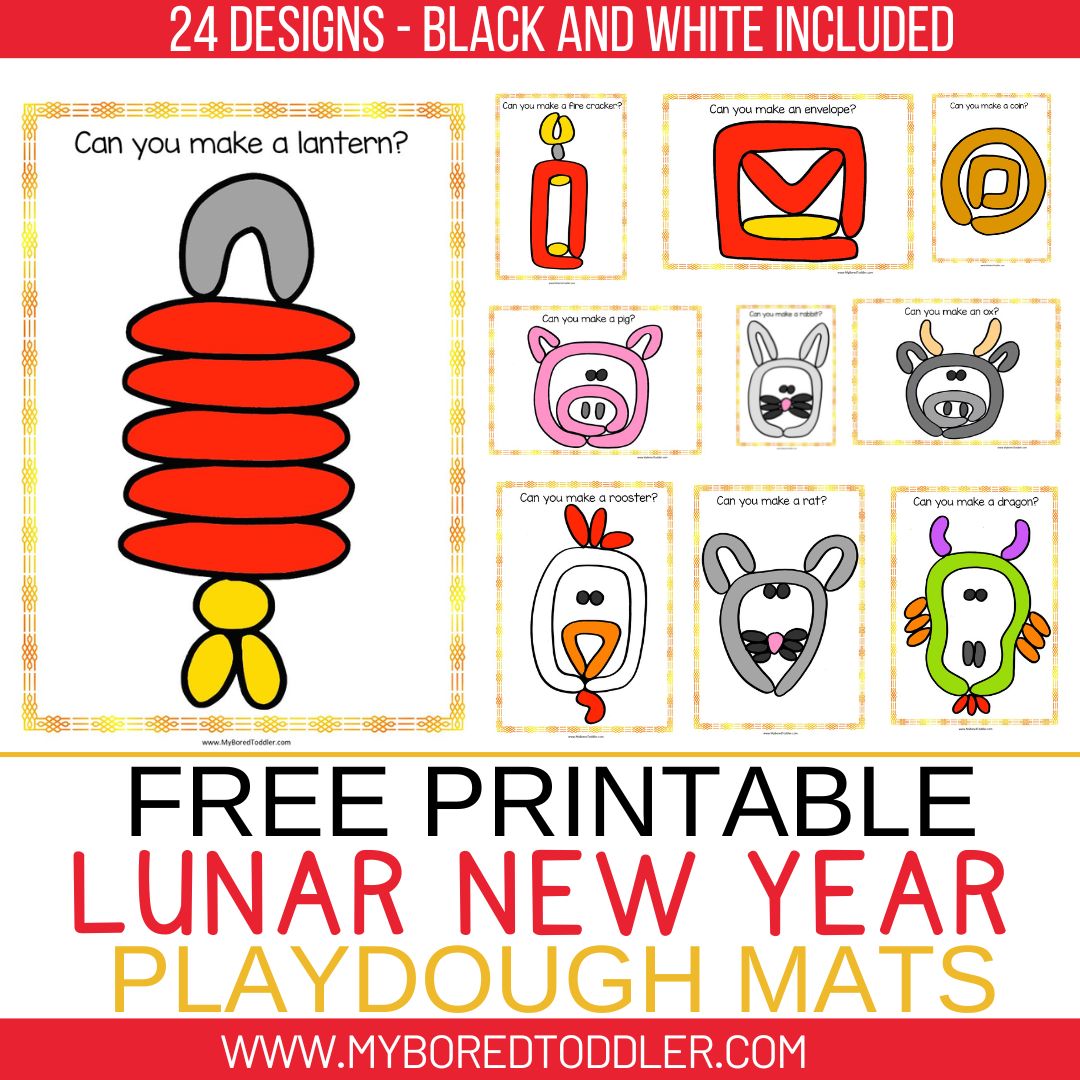FREE Printable Lunar New Year Playdough Mats for Toddlers & Preschoolers