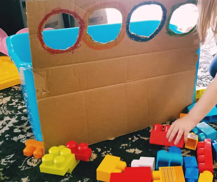 color sorting blocks using upcycled cardboard