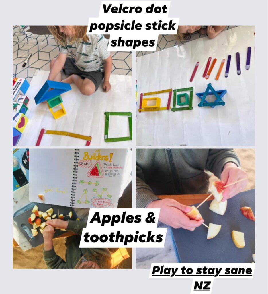 velcro dots and popsicle sticks for building 