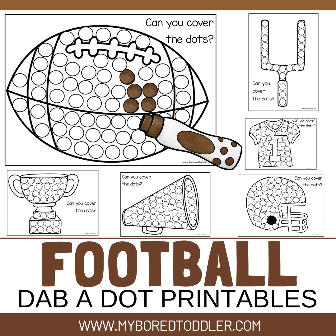 free printable dot sheets football themed game day toddler preschool