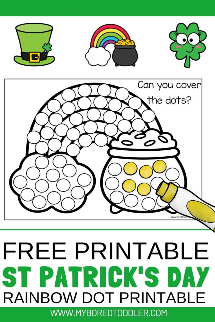 free printable st patrick's day rainbow do a dot dab a dot printable for toddlers preschoolers 