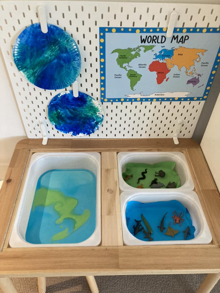 EArth Day oobleck in a sensory table shared by Anja