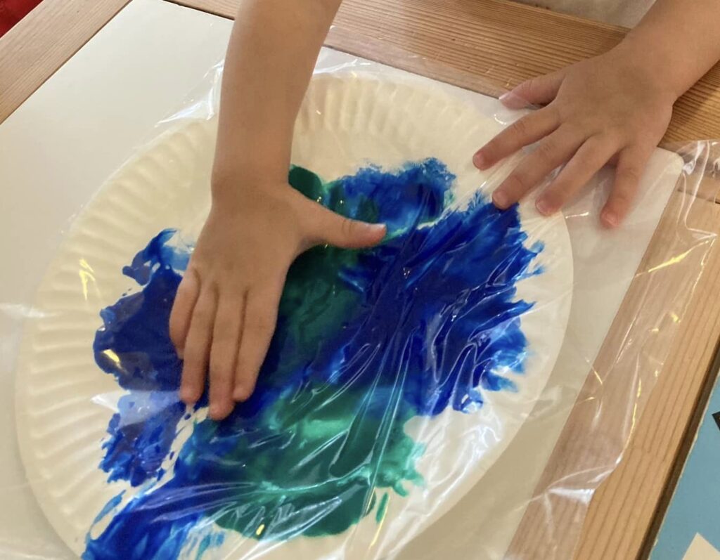 earth day paper plate painting mess free - 