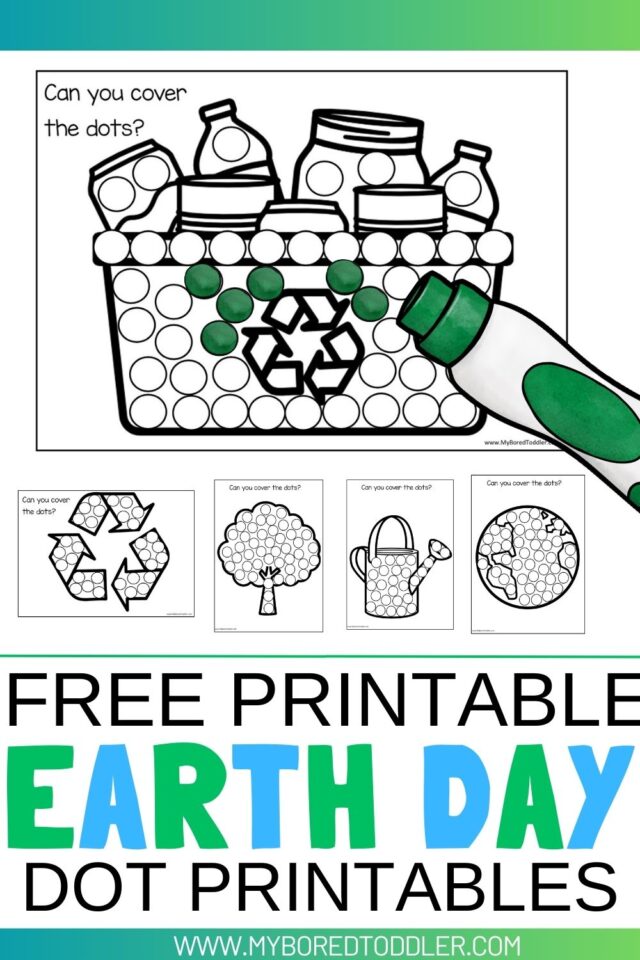 FREE Printable Earth Day Dot Printables - My Bored Toddler