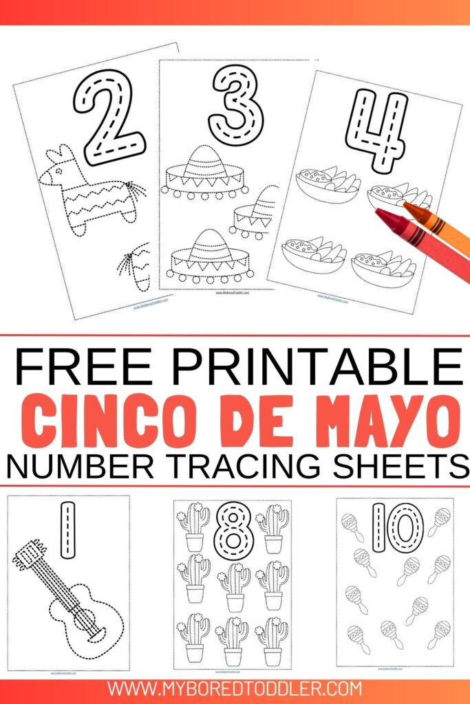 free printable cinco de mayo number tracing sheets 0-10 toddler preschool