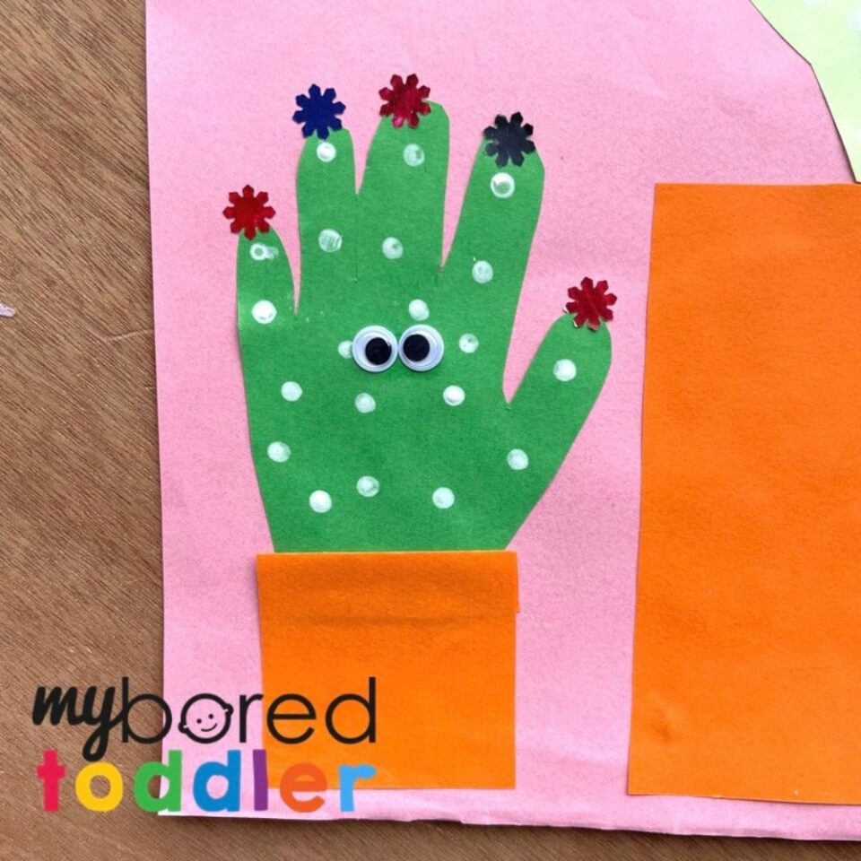 Handprint Cactus Craft - My Bored Toddler Super fun and easy!