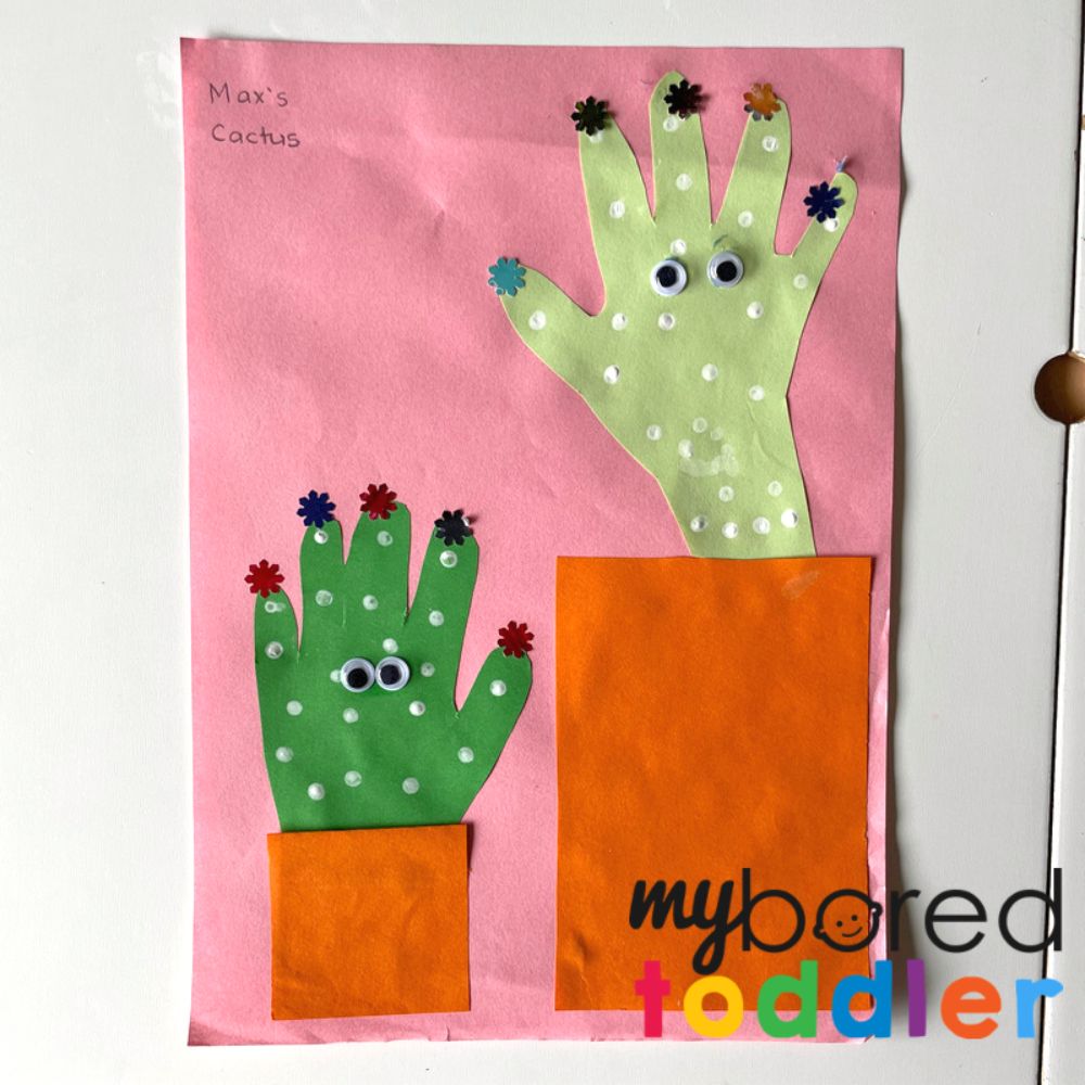 Handprint Cactus Craft - My Bored Toddler Super fun and easy!