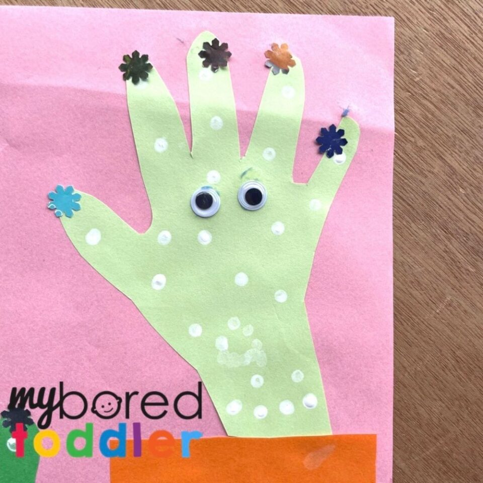 Handprint Cactus Craft - My Bored Toddler Super fun and easy!