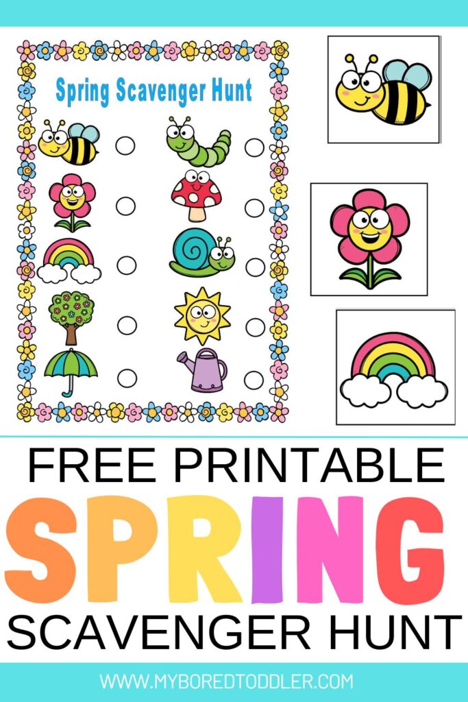 Free printable Spring scavenger hunt for toddlers and preschoolers