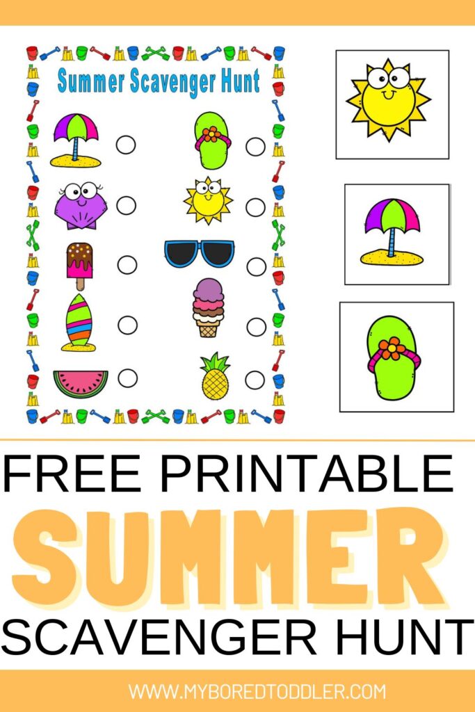 free printable summer scavenger hunt treasure hunt for toddlers 