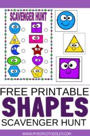 FREE printable Shapes Scavenger Hunt for Toddlers - My Bored Toddler