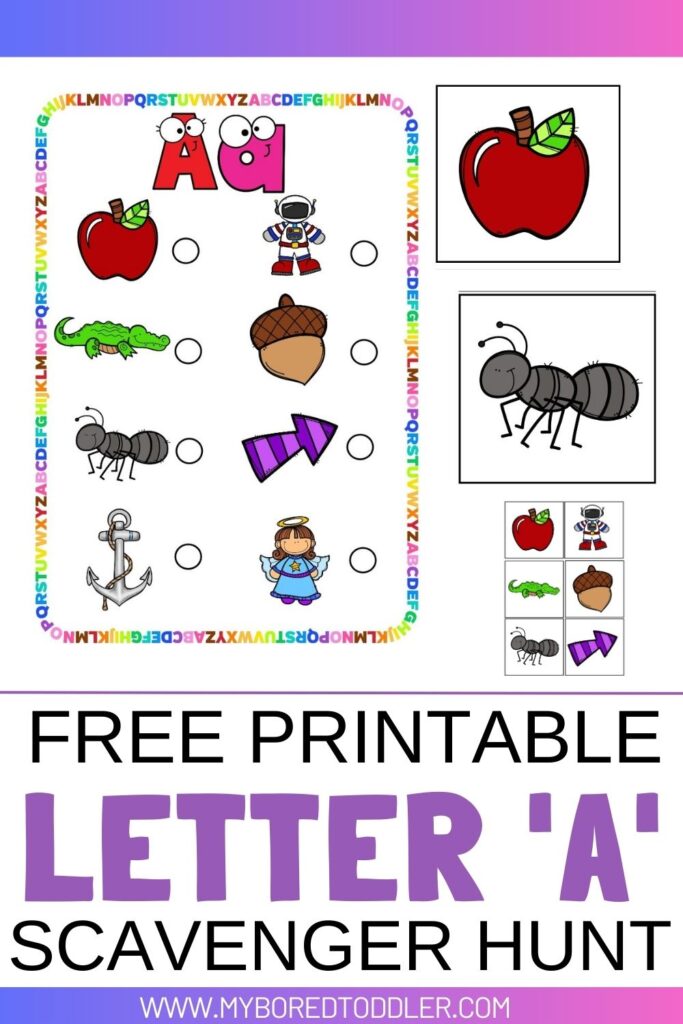 free printable letter a scavenger hunt for toddlers preschool game pinterest