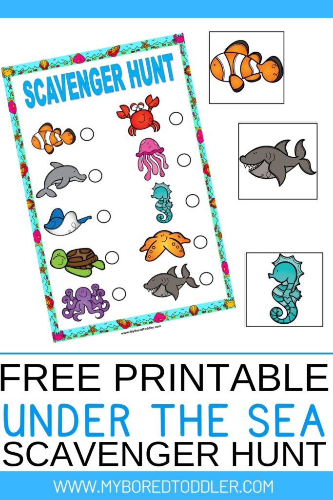 my bored toddler free printable under the sea scavenger hunt treasure hunt ocean