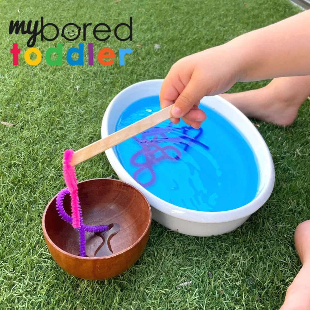 Pipe Cleaner Coordination Fishing - My Bored Toddler