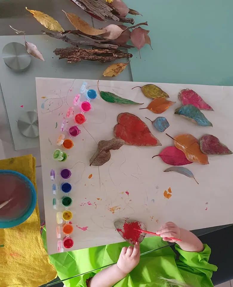 leaf painting and collage craft 