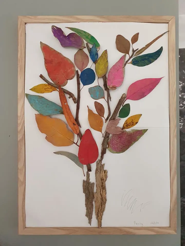 Fall Leaf Painting with Watercolors & Glitter - Projects with Kids