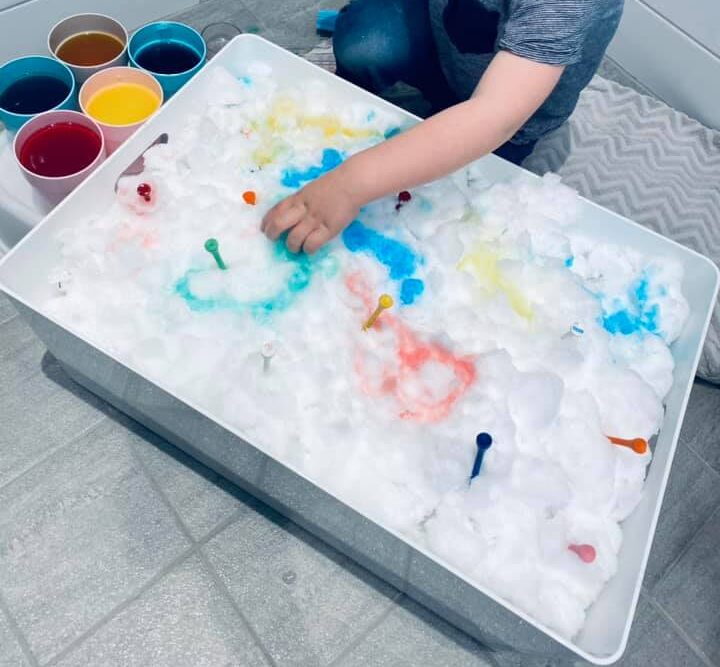 painting the snow toddler winter activity