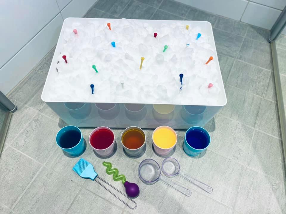 snow painting for toddlers winter activity idea