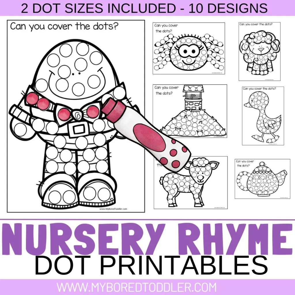 nursery rhyme dot printables for toddlers 