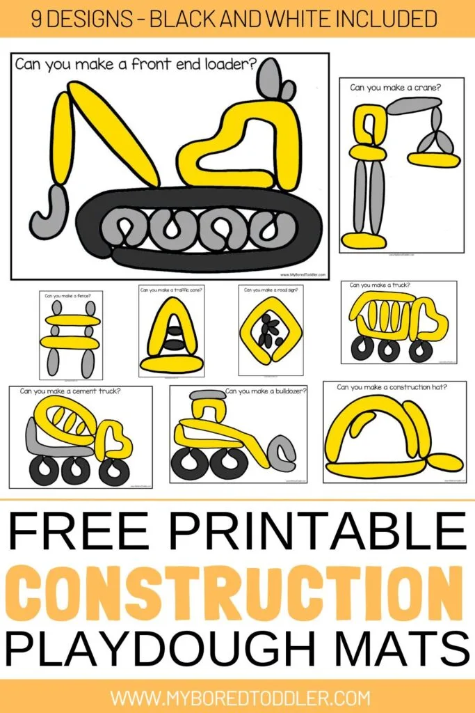 Construction Playdough Mats for Toddlers [FREE PRINTABLE] - My Bored Toddler