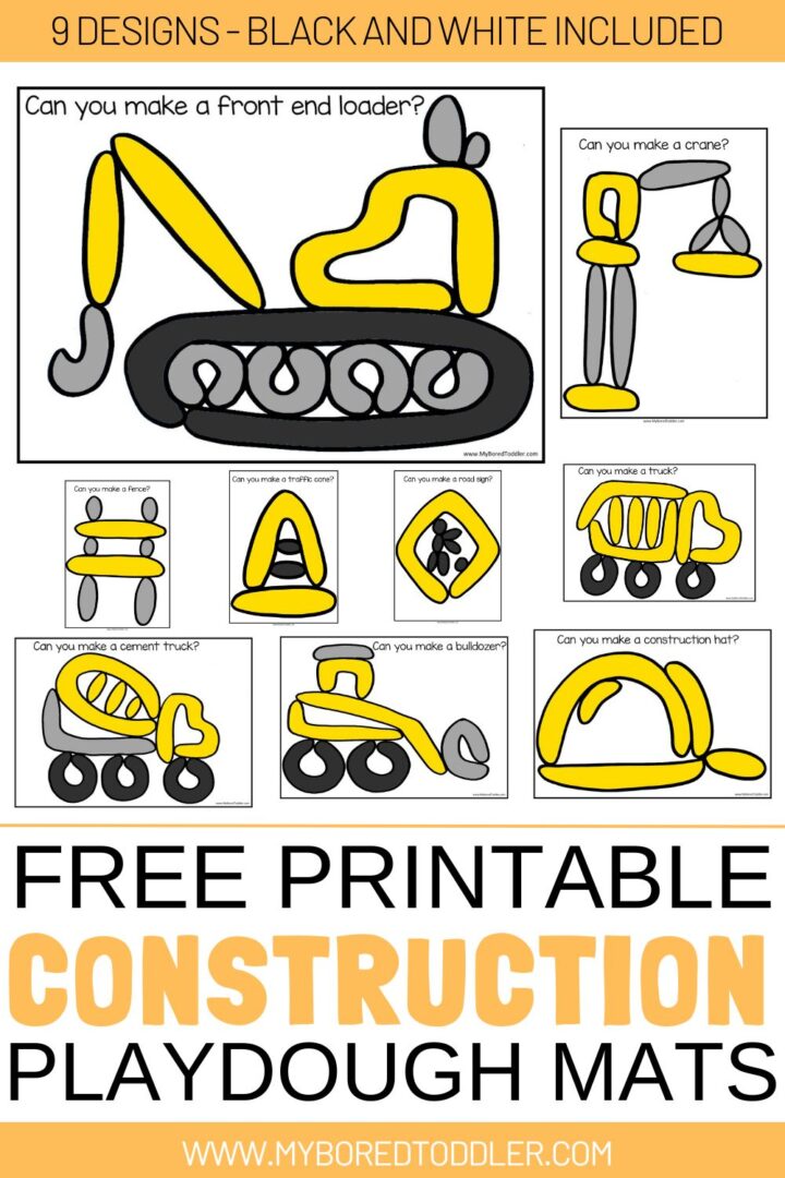 Construction Playdough Mats for Toddlers [FREE PRINTABLE] - My Bored ...