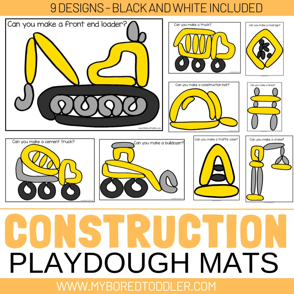 construction playdough mat playdoh mats toddler preschool construction theme fine motor activity