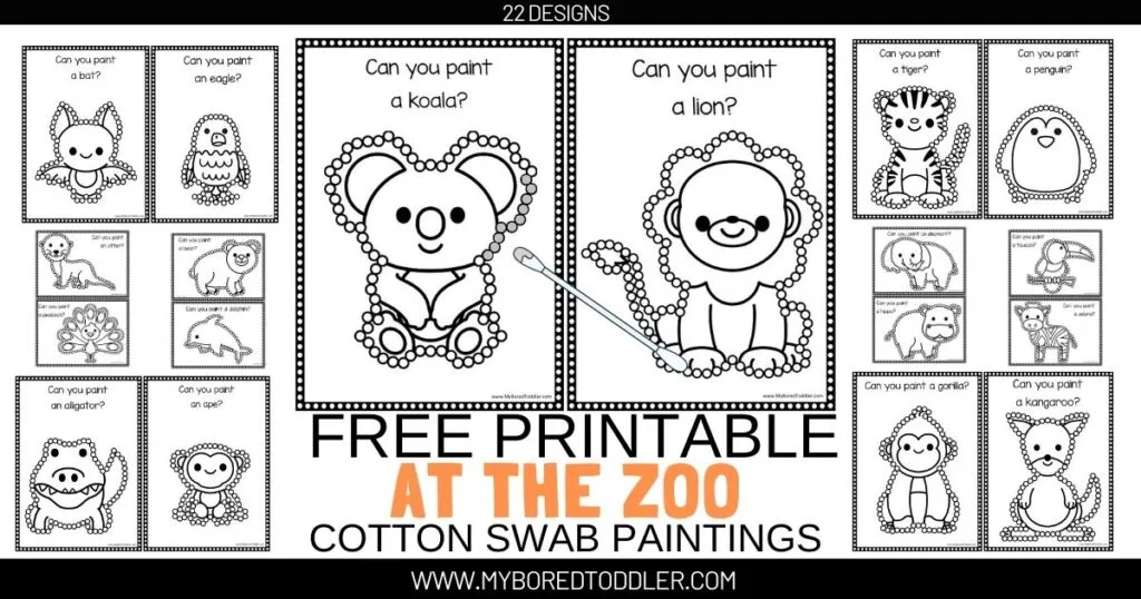 free printable cotton swab dot paintings zoo animals toddler preschool facebook