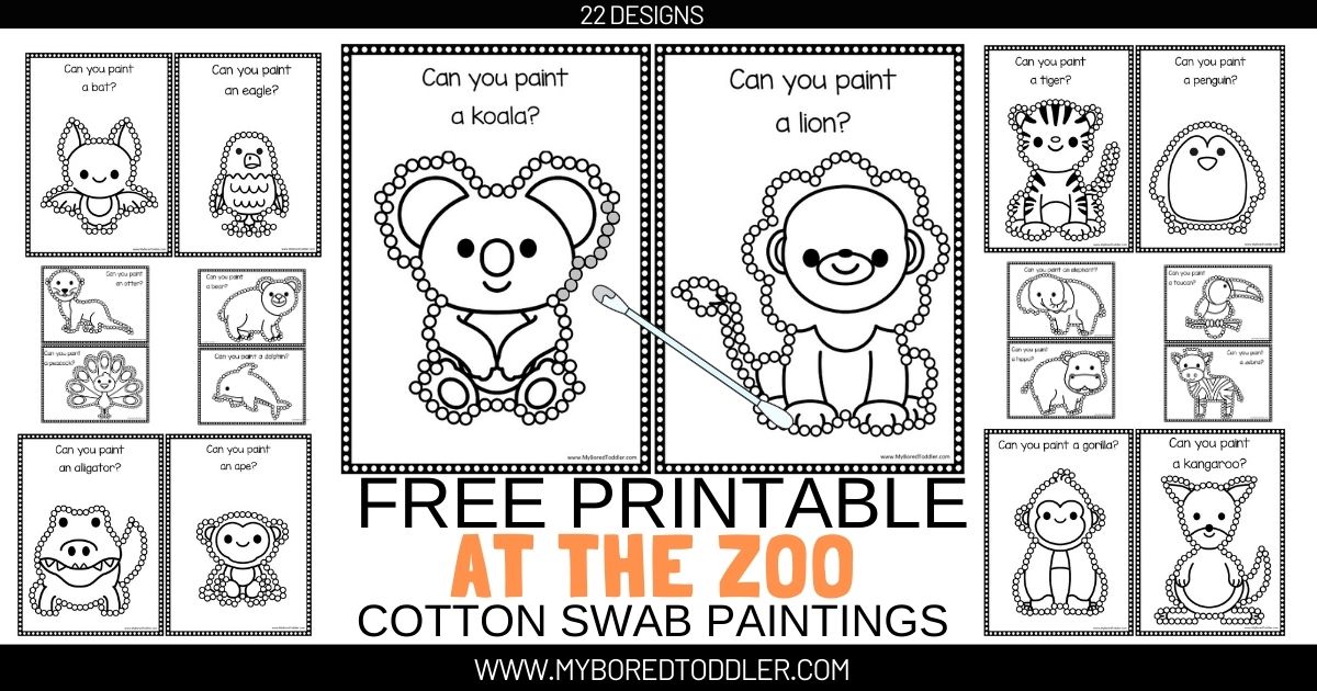 free printable cotton swab dot paintings zoo animals toddler preschool facebook